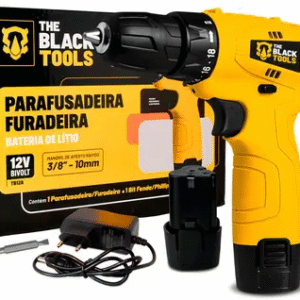Parafusadeira Furadeira Sem Fio Bateria 12v Bivolt - The Black Tools